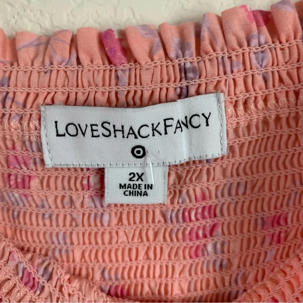 Love Shack Fancy X Target Simone Pink Ruffle Smocked Maxi Dress 2X - Picture 4 of 6